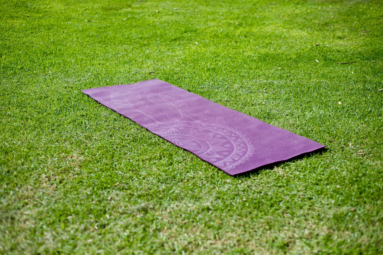 Yoga mat in park